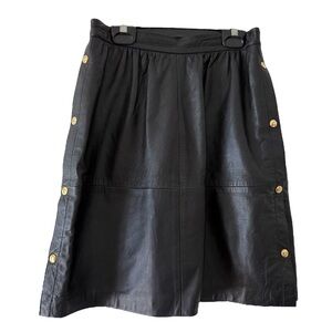 100% Leather Gold Snaps Black Skirt Detachable Fiocchi Italy 26” Waist Size 42